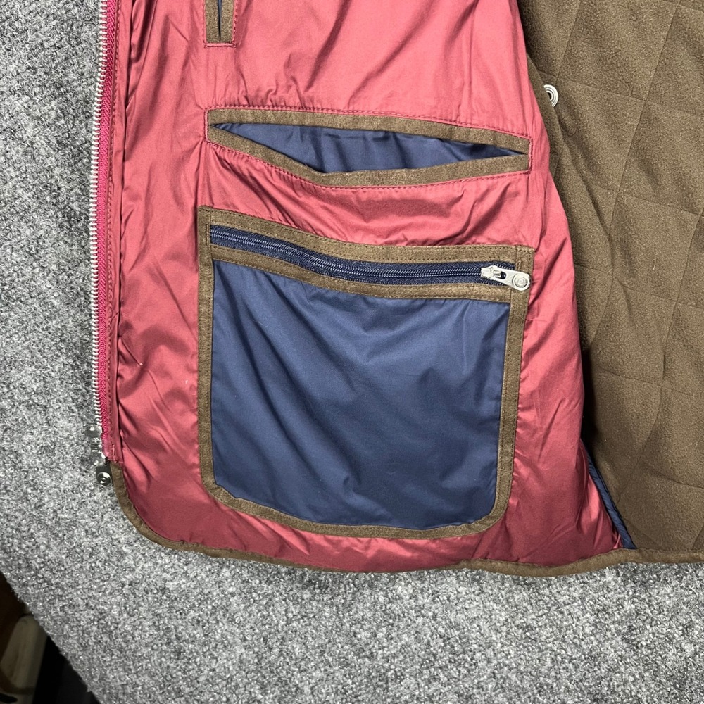Peter Millar Quilted Vest Mens XL Burgundy Essex Fleece Lined Snap Front Pockets - Picture 6 of 12